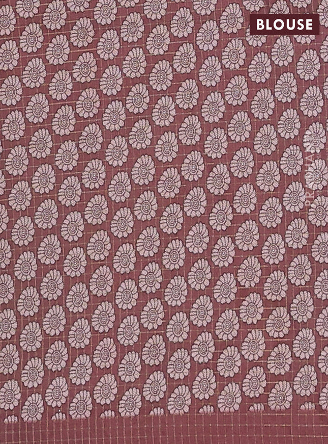 Chappa saree teal green and brown with allover zari checked pattern and madhubani printed pallu