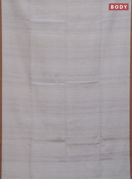 Chappa saree pastel grey and dark mustard with allover zari checked pattern and madhubani printed pallu