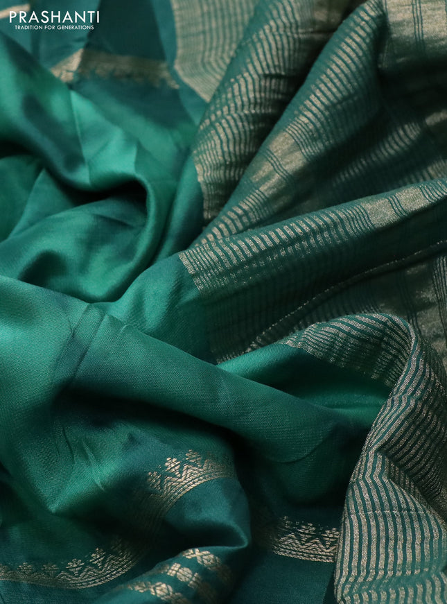 Semi crepe saree green with allover tie & dye prints and long zari woven border