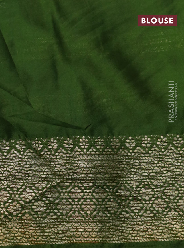 Semi crepe saree yellow and green with allover tie & dye prints and long zari woven border