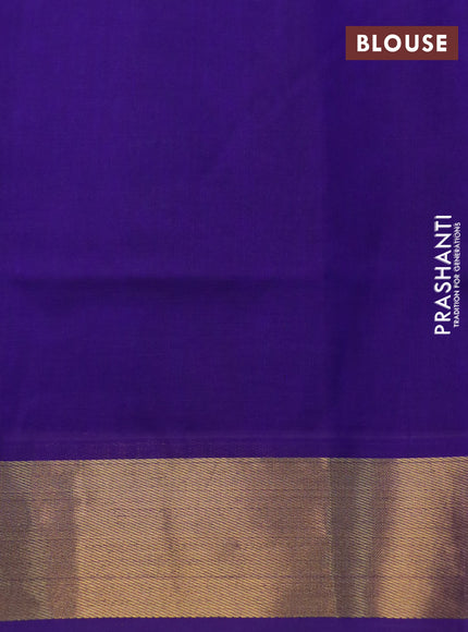 Silk cotton saree cs blue and blue with plain body and zari woven border