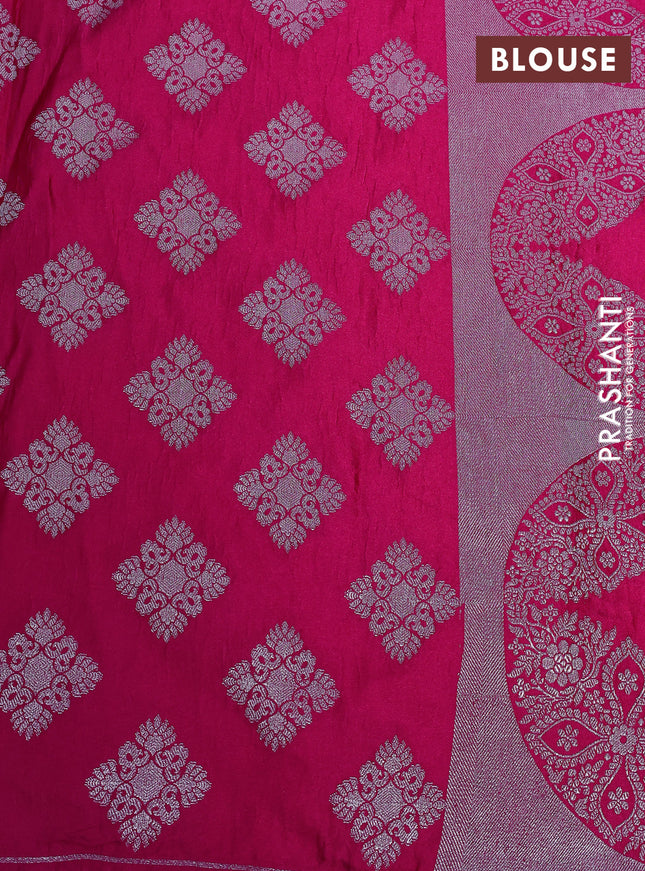 Banarasi crush crepe saree pink with plain body and zari woven border