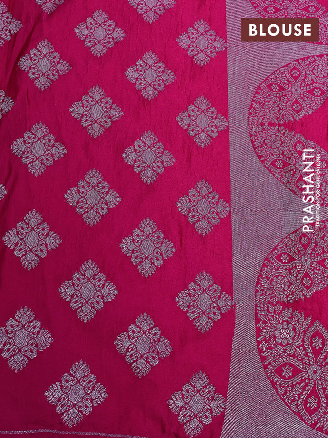 Banarasi crush crepe saree pink with plain body and zari woven border