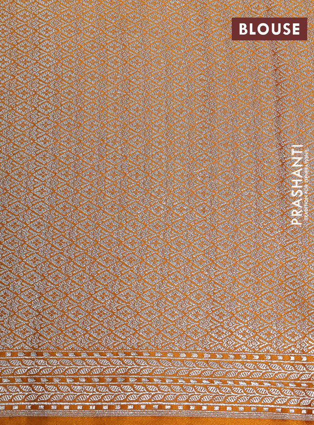 Banarasi crush crepe saree mustard yellow with plain body and zari woven border