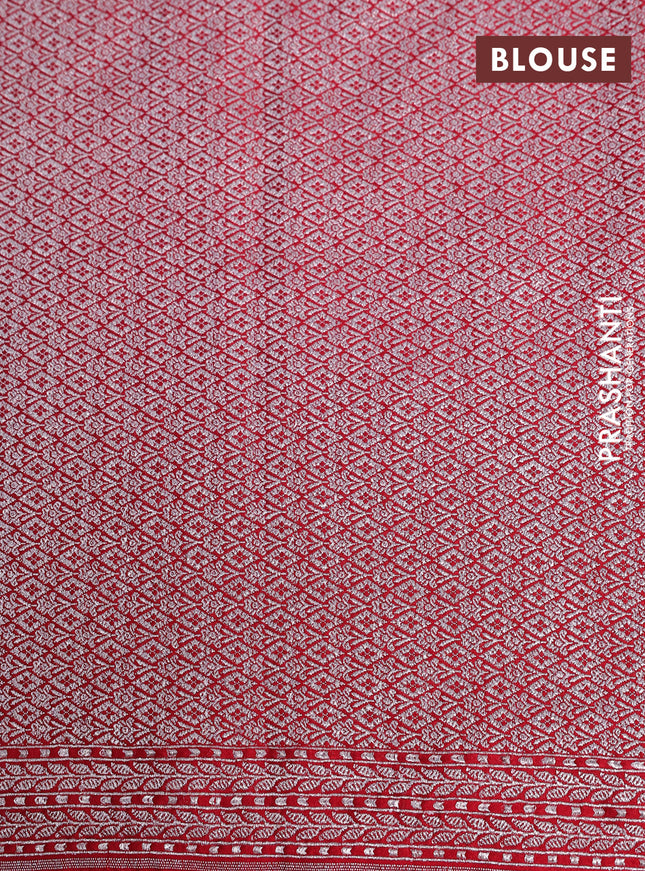 Banarasi crush crepe saree red with plain body and zari woven border