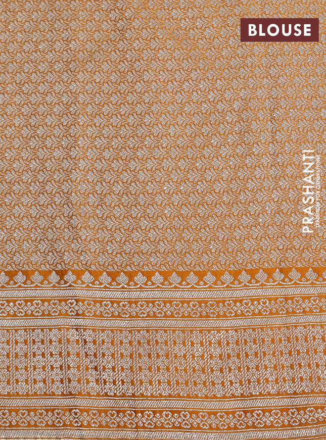 Banarasi crush crepe saree mustard yellow with plain body and zari woven border