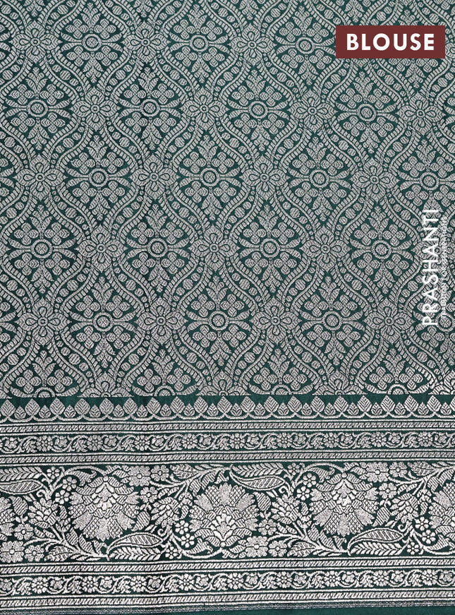 Banarasi crush crepe saree bottle green with plain body and zari woven border