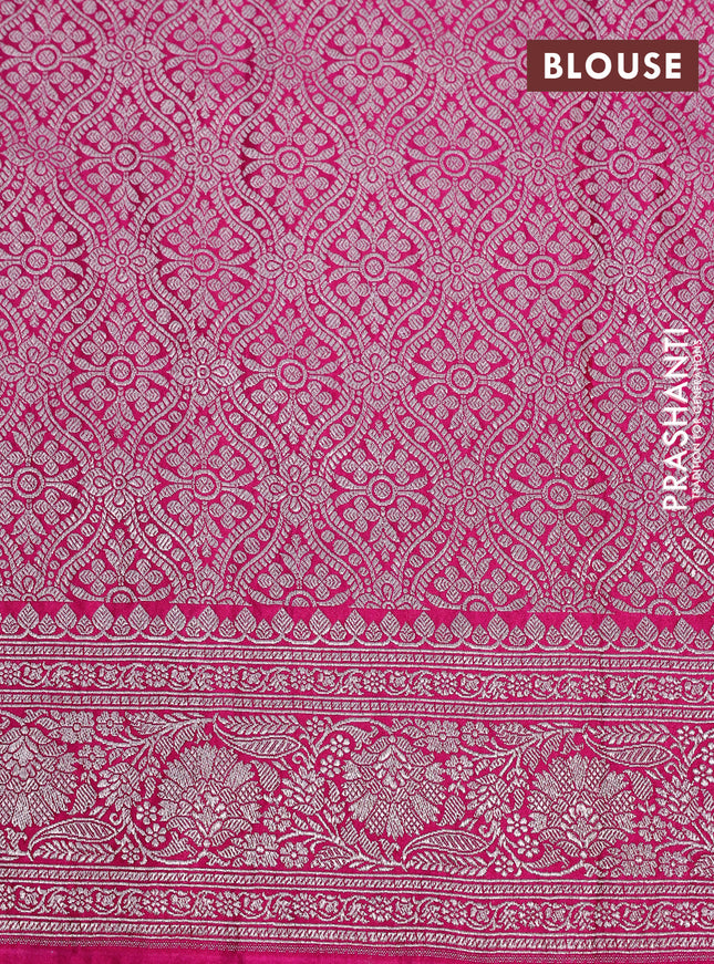 Banarasi crush crepe saree pink with plain body and zari woven border