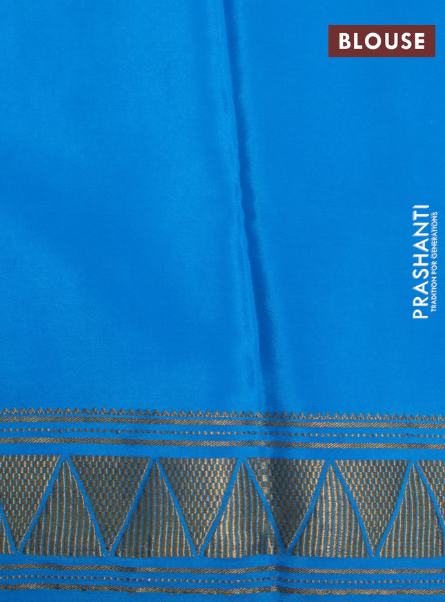 Pure mysore silk saree royal blue and cs blue with half & half style and zari woven border