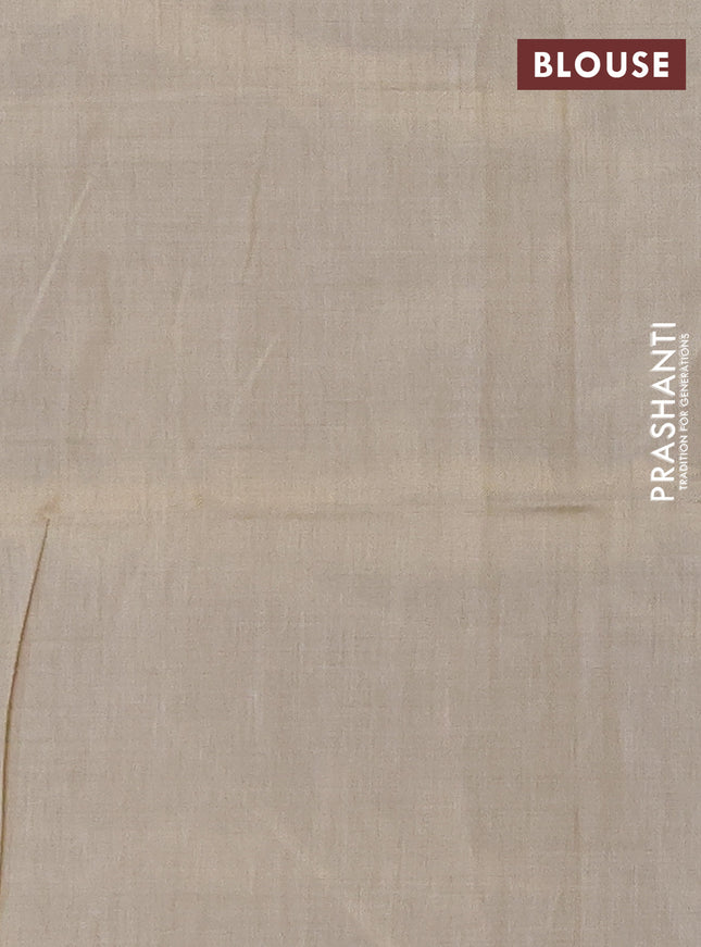 Munga cotton saree cream and green with thread & zari woven buttas and thread woven border