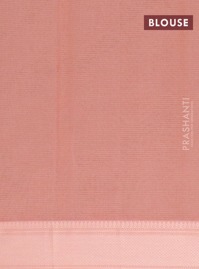 Chirala cotton saree peach orange with allover prints and thread woven border