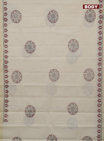 Chirala cotton saree cream and rust shade with butta prints and printed border