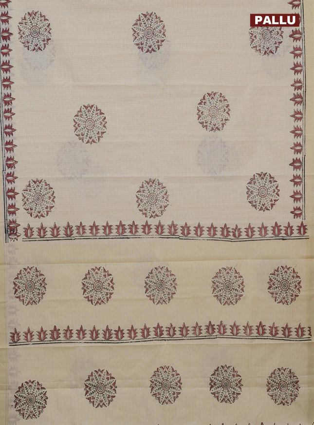 Chirala cotton saree cream and rust shade with butta prints and printed border