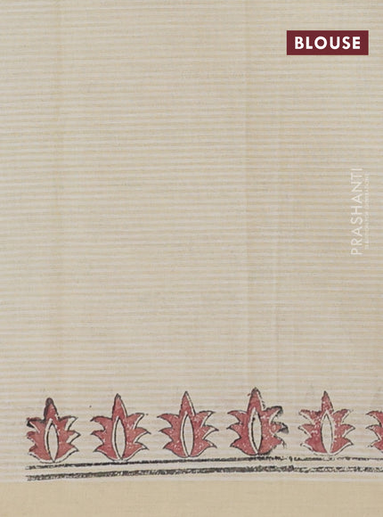 Chirala cotton saree cream and rust shade with butta prints and printed border