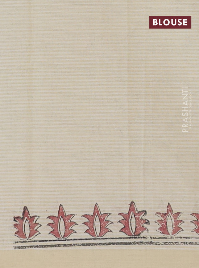 Chirala cotton saree cream and rust shade with butta prints and printed border