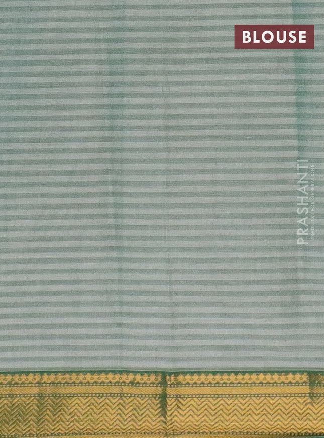 Chirala cotton saree off white and green with allover warli prints and zari woven border