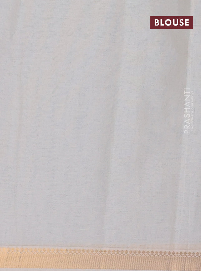 Chirala cotton saree blue with leaf butta prints and printed zari woven border