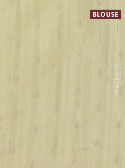 Semi tussar crush saree pista green with leaf embroidery work buttas in borderless style