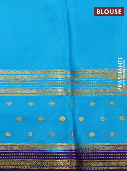 Pure mysore silk saree mild purple and light blue with zari woven buttas and zari woven border