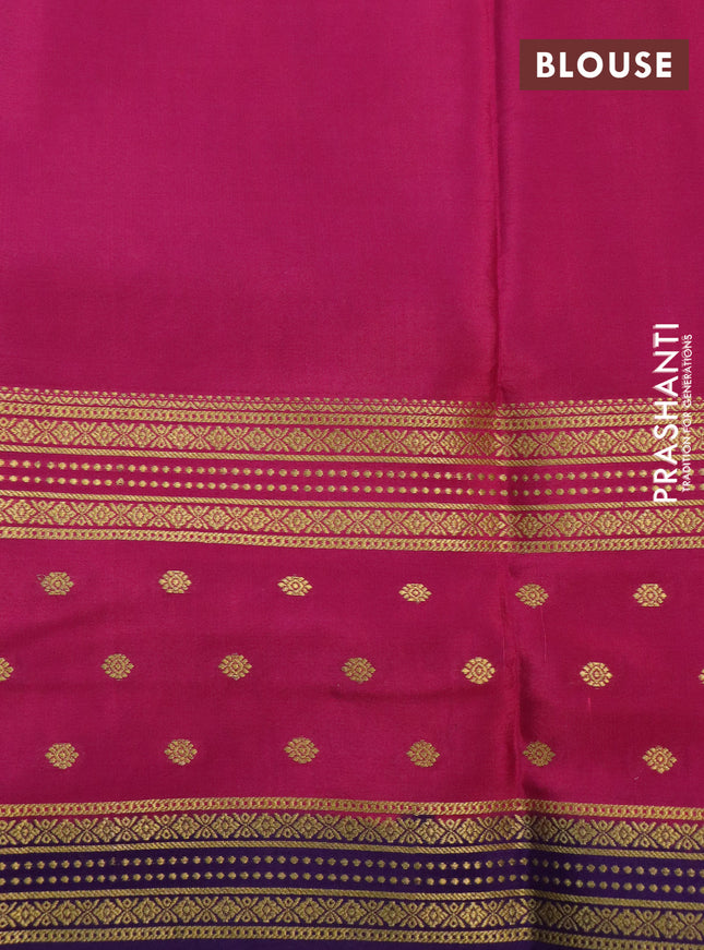 Pure mysore silk saree light blue and pink violet with zari woven buttas and zari woven border