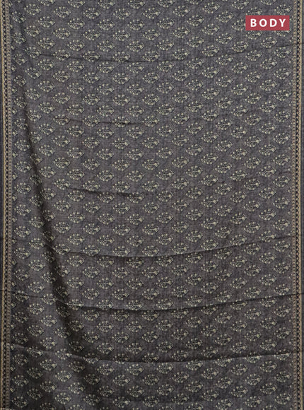 Semi crepe silk saree grey with allover self emboss & butta prints and printed border