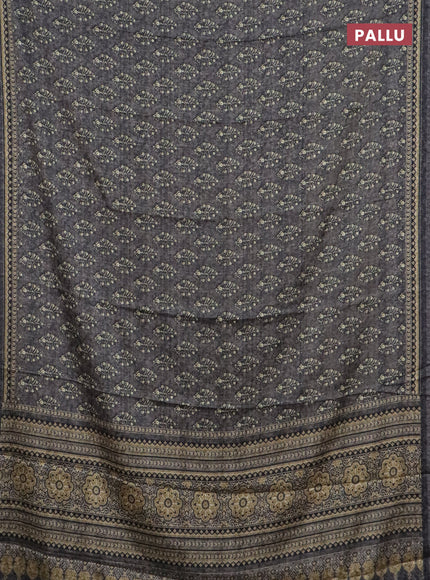 Semi crepe silk saree grey with allover self emboss & butta prints and printed border