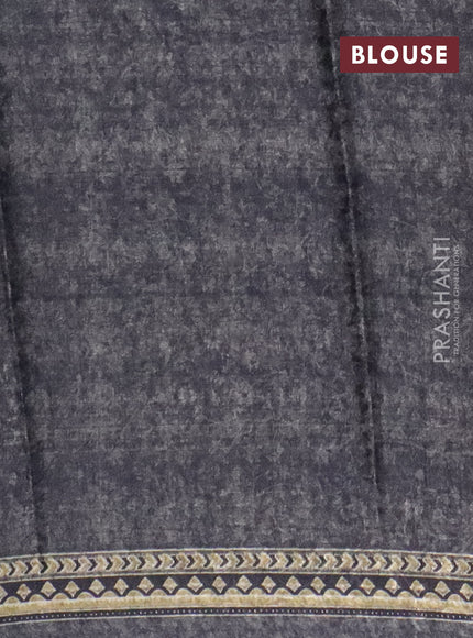 Semi crepe silk saree grey with allover self emboss & butta prints and printed border