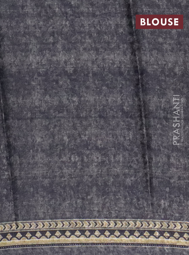 Semi crepe silk saree grey with allover self emboss & butta prints and printed border