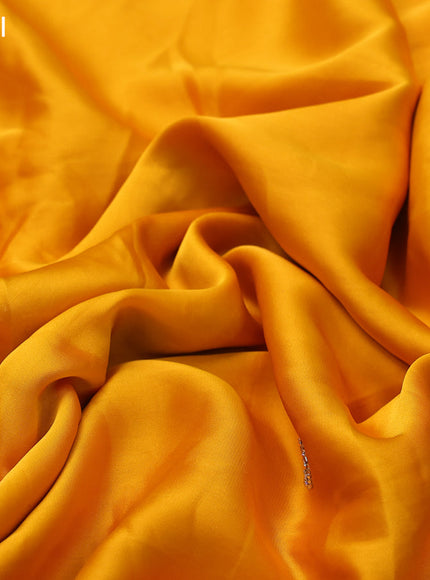Satin crepe saree mango yellow with beaded work and zardosi work border
