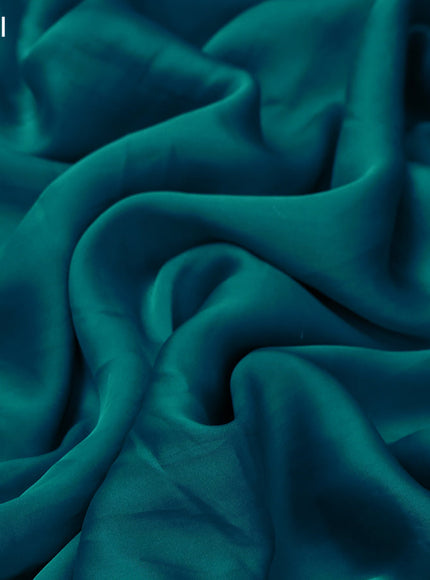 Satin crepe saree teal shade with beaded work and zardosi work border