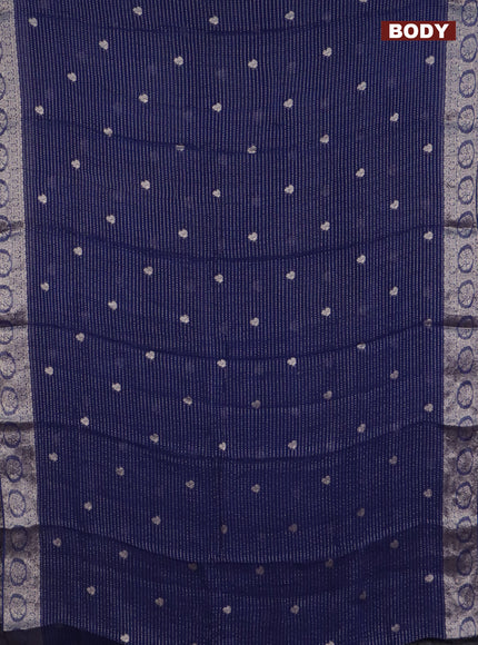 Chinon silk saree blue with allover zari weaves & buttas and zari woven border - banarasi brocade blouse