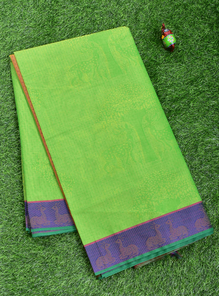 Coimbatore Cotton Green Emboss Saree with Thread Woven Border