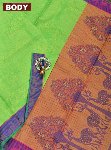 Coimbatore Cotton Green Emboss Saree with Thread Woven Border
