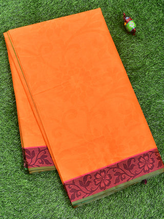 Coimbatore Cotton Yelllow Emboss Saree with Thread Woven Border