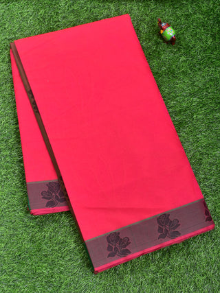 Coimbatore Cotton Pink Emboss Saree with Thread Woven Border