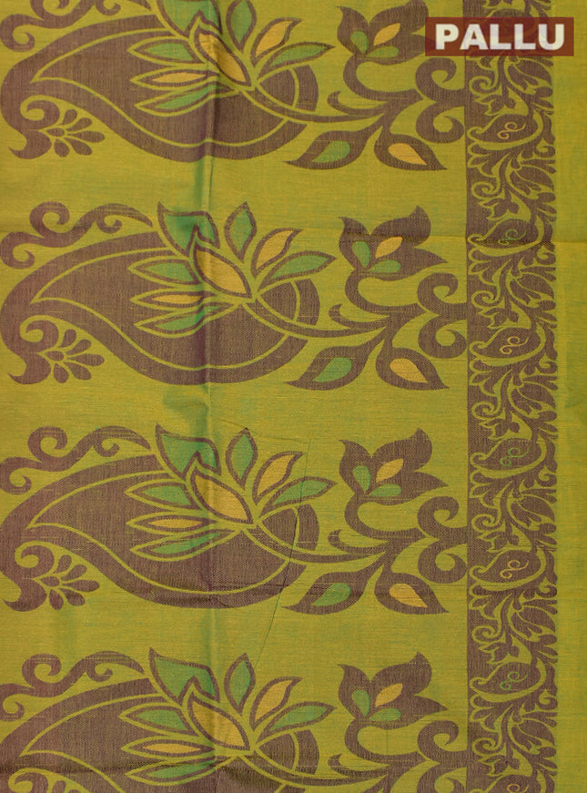 Coimbatore Cotton Orange Emboss Saree with Thread Woven Border