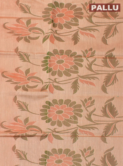 Coimbatore Cotton Orange Emboss Saree with Thread Woven Border