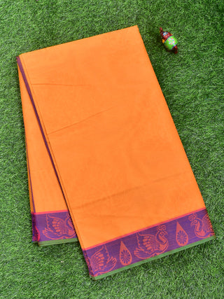 Coimbatore Cotton Yellow Emboss Saree with Thread Woven Border