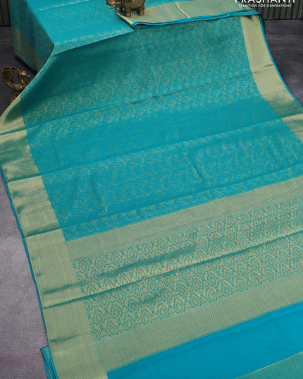 Art chiffon saree cs blue with allover zari woven brocade weaves and zari woven border - {{ collection.title }} by Prashanti Sarees