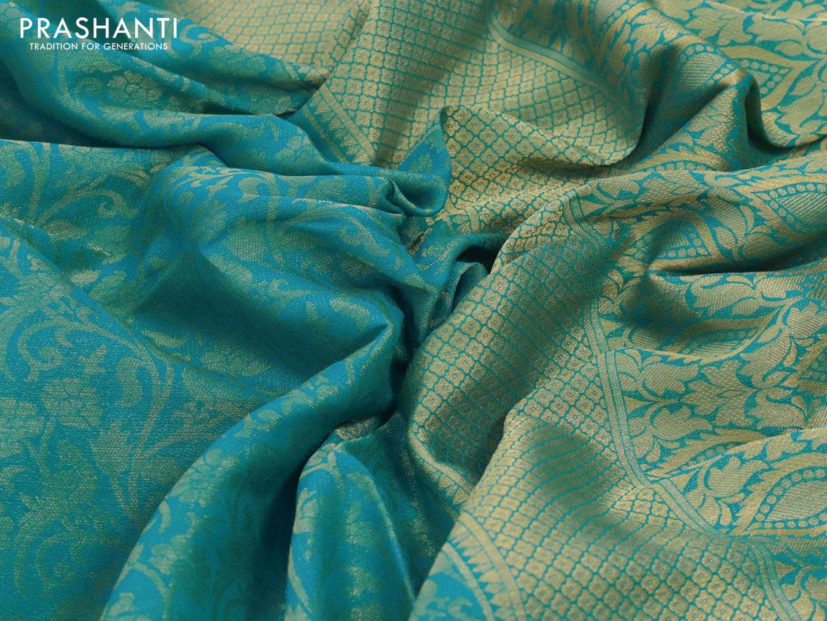 Art chiffon saree cs blue with allover zari woven brocade weaves and zari woven border - {{ collection.title }} by Prashanti Sarees