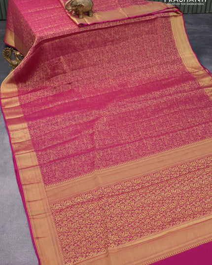 Art chiffon saree purple with allover zari woven brocade weaves and zari woven border - {{ collection.title }} by Prashanti Sarees