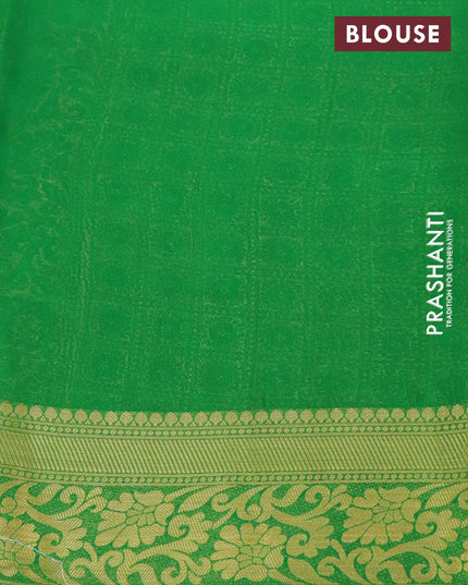 Art chiffon saree green with allover zari woven brocade weaves and zari woven border - {{ collection.title }} by Prashanti Sarees