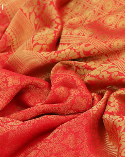 Art chiffon saree red with allover zari woven brocade weaves and zari woven border - {{ collection.title }} by Prashanti Sarees