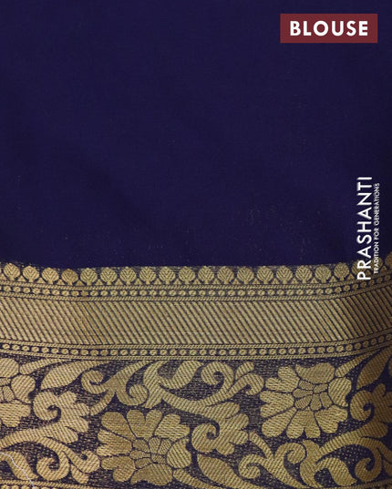 Art chiffon saree dark blue with allover zari woven brocade weaves and zari woven border - {{ collection.title }} by Prashanti Sarees