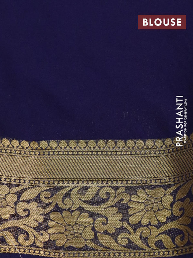 Art chiffon saree dark blue with allover zari woven brocade weaves and zari woven border - {{ collection.title }} by Prashanti Sarees