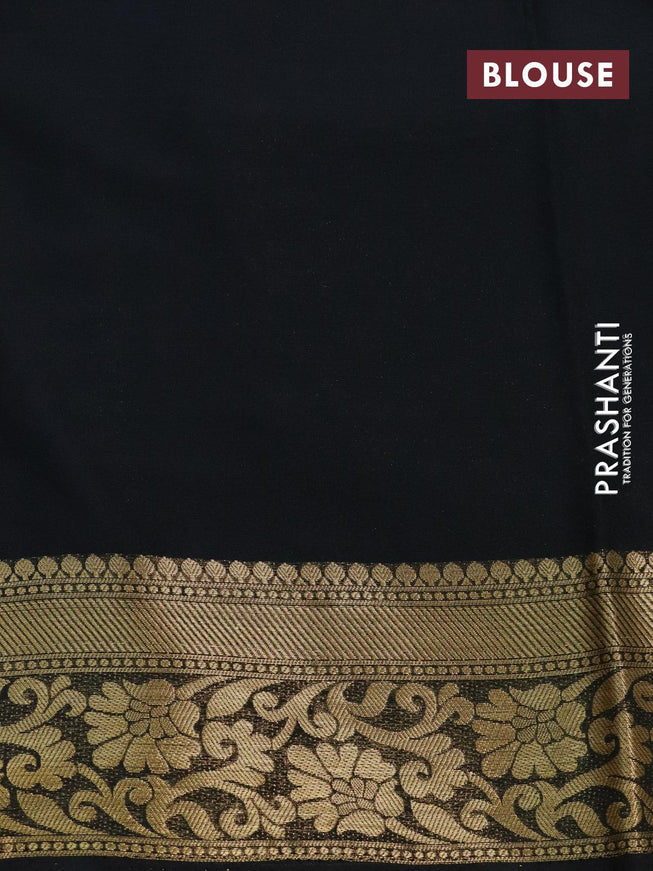 Art chiffon saree black with allover zari woven brocade weaves and zari woven border - {{ collection.title }} by Prashanti Sarees
