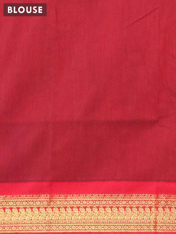 Kalyani cotton saree blue and red with zari woven buttas and zari woven border - {{ collection.title }} by Prashanti Sarees