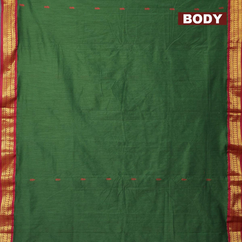 Kalyani cotton saree green and maroon with thread woven buttas and zari woven border - {{ collection.title }} by Prashanti Sarees