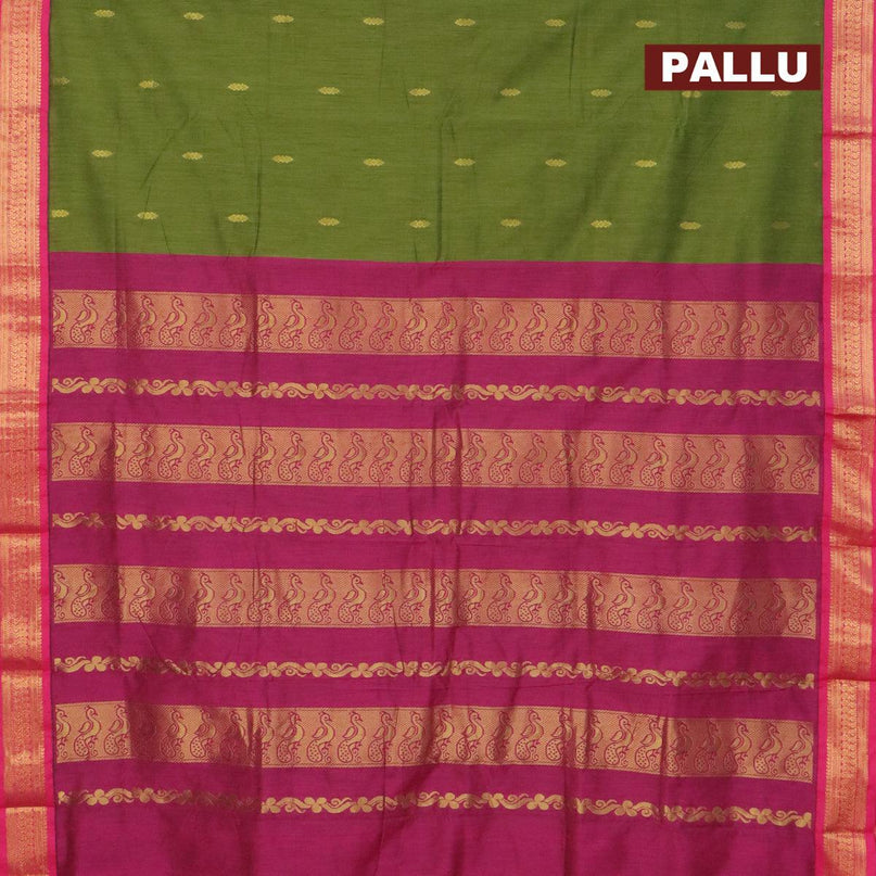 Kalyani cotton saree light green and pink with zari woven buttas and zari woven border - {{ collection.title }} by Prashanti Sarees