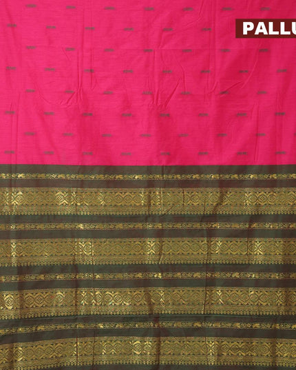 Kalyani cotton saree pink and green with thread woven buttas and zari woven border - {{ collection.title }} by Prashanti Sarees